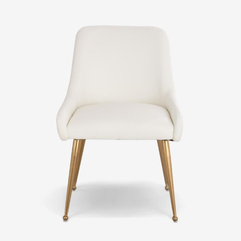 Chaise rembourrée en cuir Norika Pu, Blanc