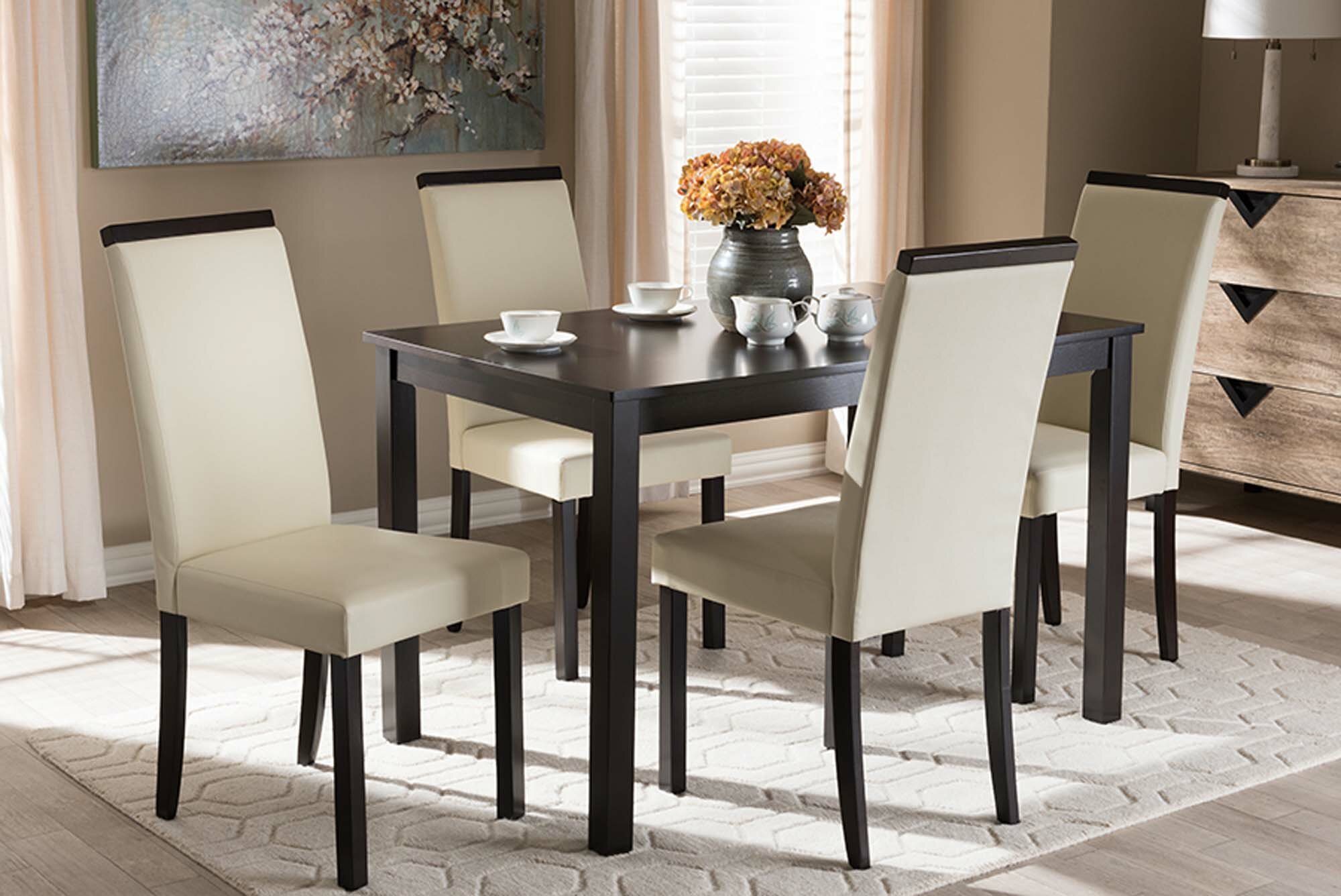 Winston Porter Quiroz 5 - Piece Solid Wood Dining Set | Wayfair