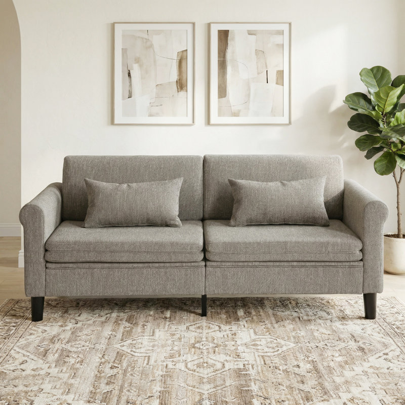 74" Modern Convertible Sleeper Sofa with Storage Pockets, Tannish Gray, Tannish Gray
