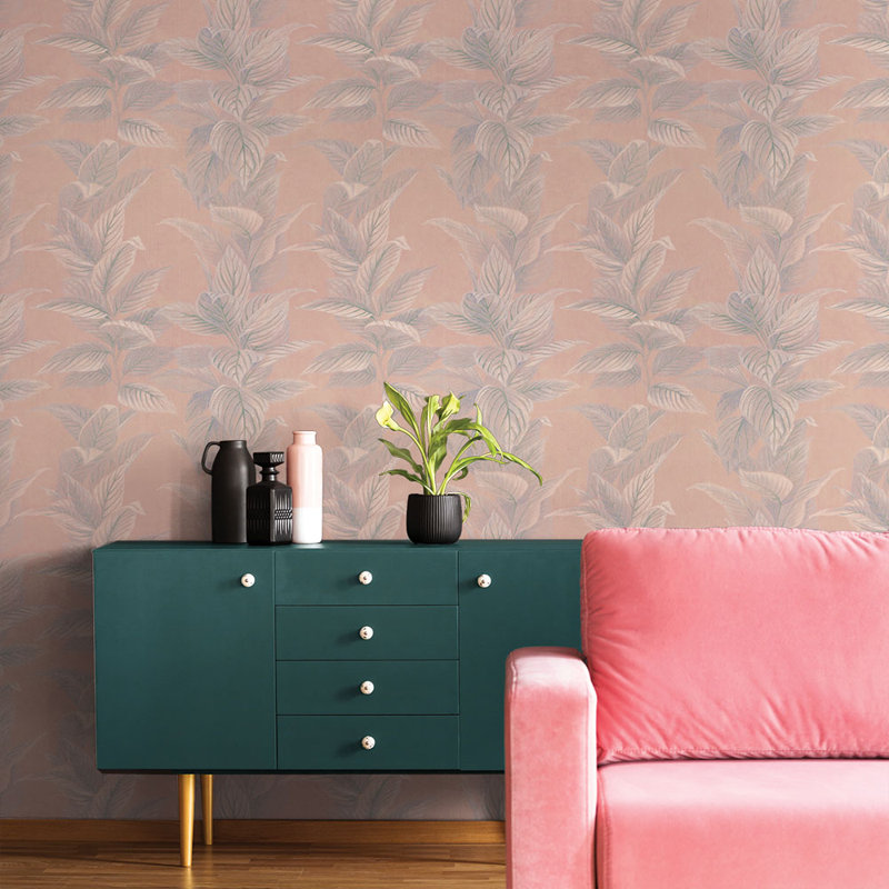 Papier peint à peler et coller Pastel Palm, Rose