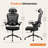 High Back Desk Chair With Adjustable Lumbar Support & Headrest,Comfortable Mesh Computer Chair With Soft Flip Up Arms, Adjustable Height And 120Â°Tilt-346061591