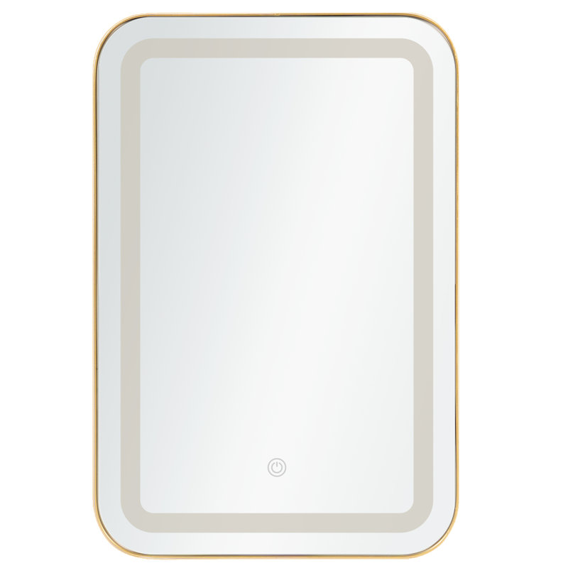 Strawn 16'' W 24'' H Recessed Framed Medicine Cabinet With LED Lights, Gold