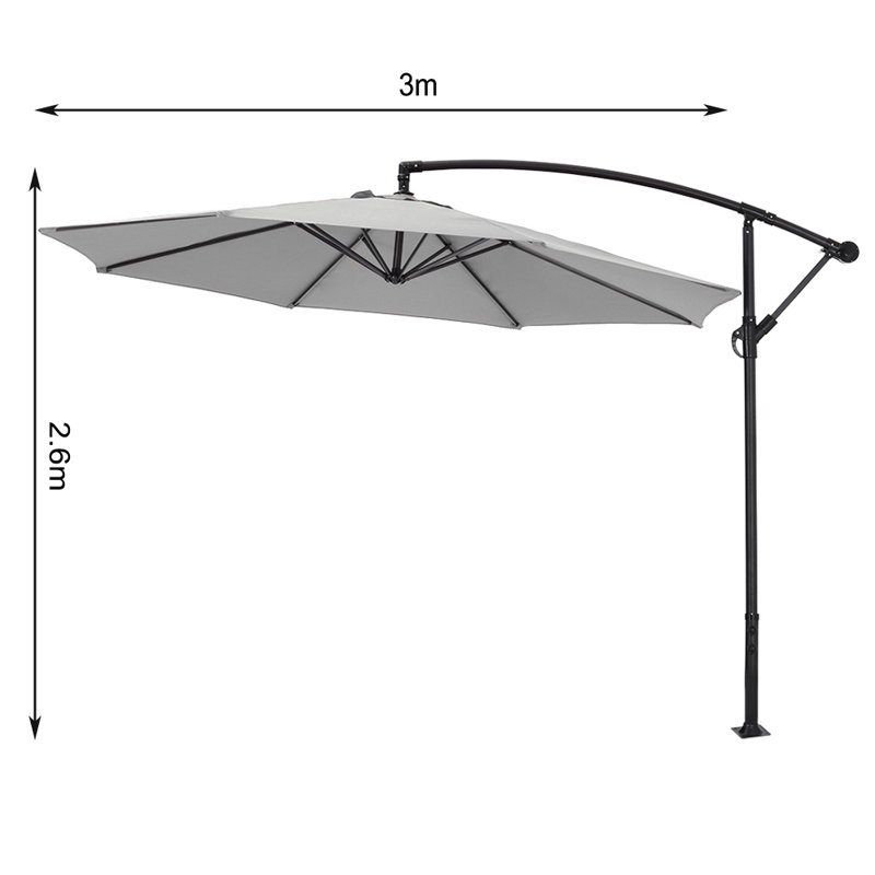 300cm Balcony Parasol, Grey