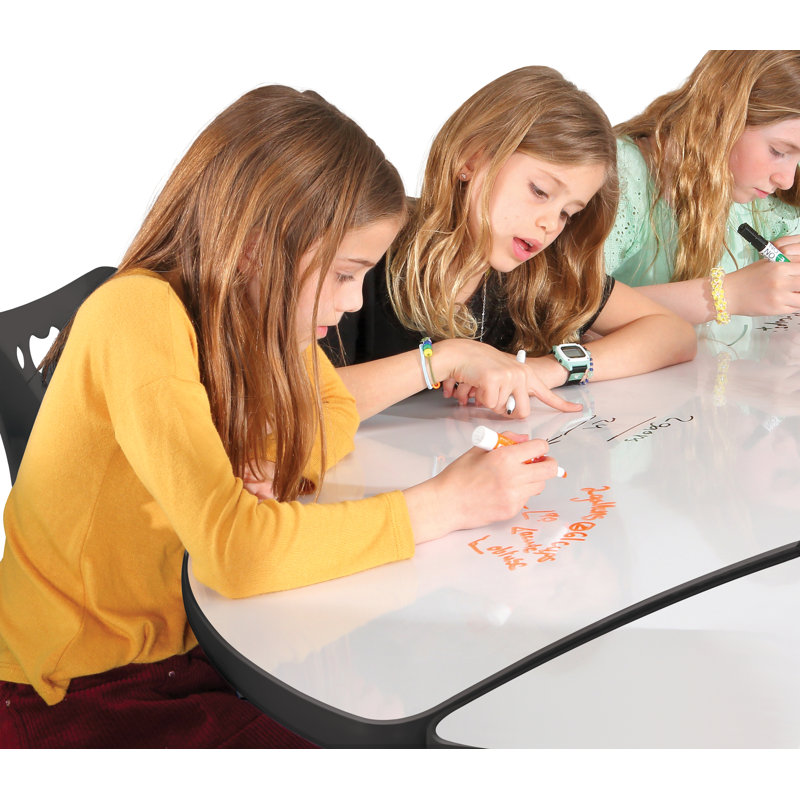 Hierarchy Creator Activity Table Porcelain Steel Whiteboard Wavy Rectangle Top, Black