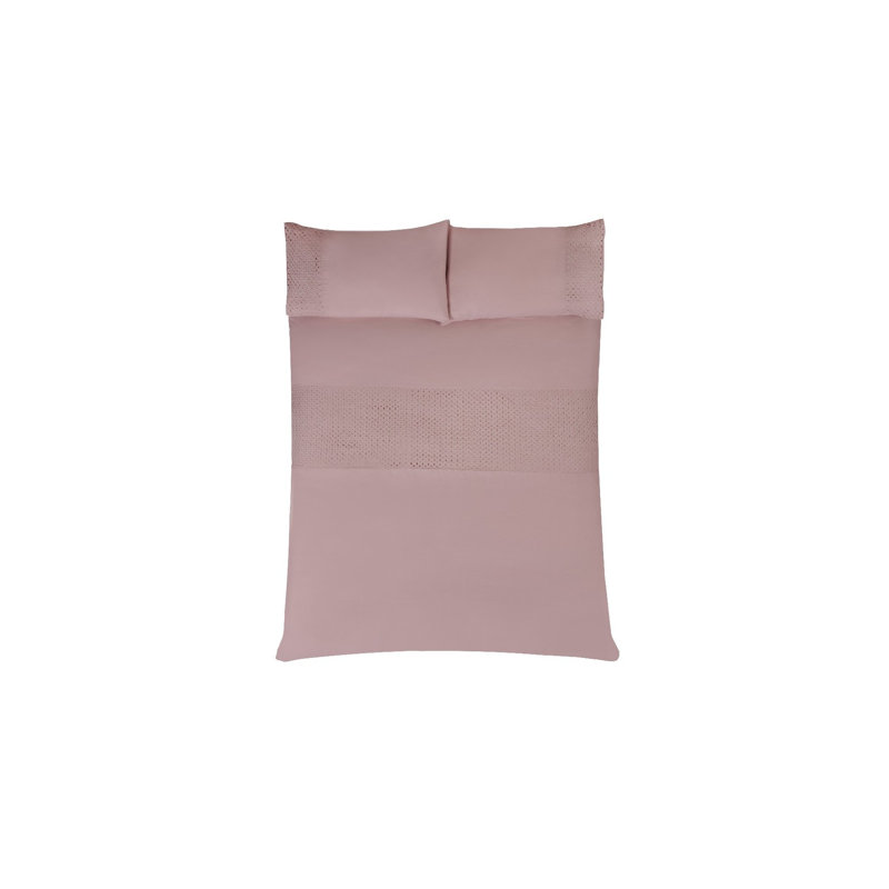 Czeslawa Polyester Solid Colour Duvet Cover Set with Pillowcases Included, Super King - 2 Standard Pillowcases, Blush Pink