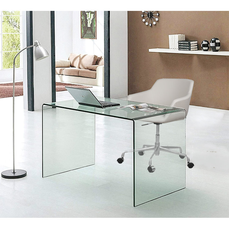 Chaise de travail moderne en cuir avec base pivotante Mahiyah, Blanc