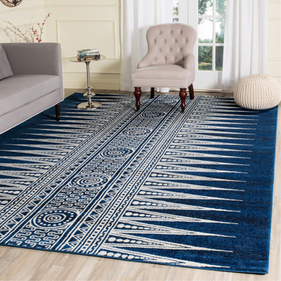 Tapis géométrique bleu royal / ivoire Allard