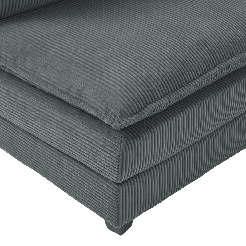 Chaise d'angle en velours côtelé Lauretta, Velours côtelé gris