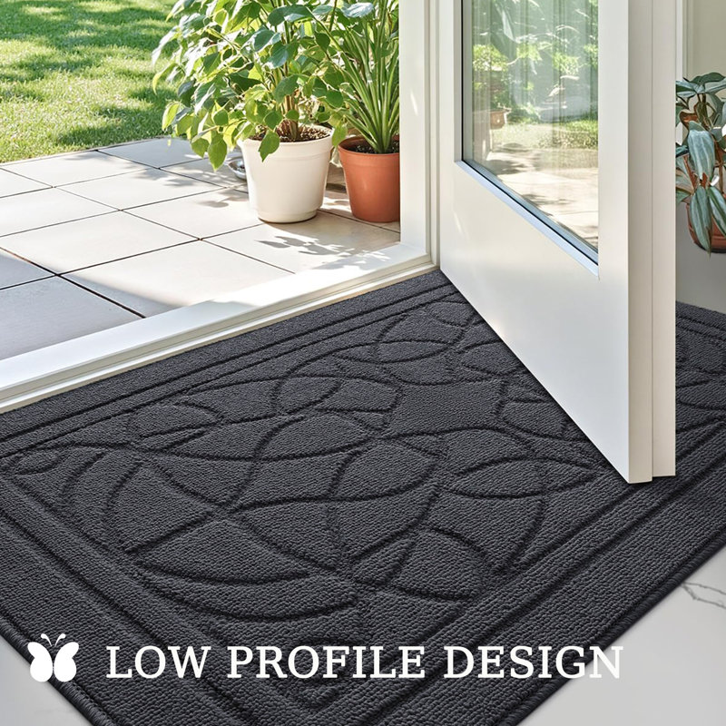 Large Indoor Outdoor Doormat,Machine Washable Low Profile Non-Slip Rug for Front Back Door,Entry, 35" W x 59" L, Dark Gray