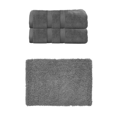Ensemble de serviettes de bain 8 pièces et 1 tapis de bain 100 pièces en coton doux (ensemble de 9) Fantasia, bleu