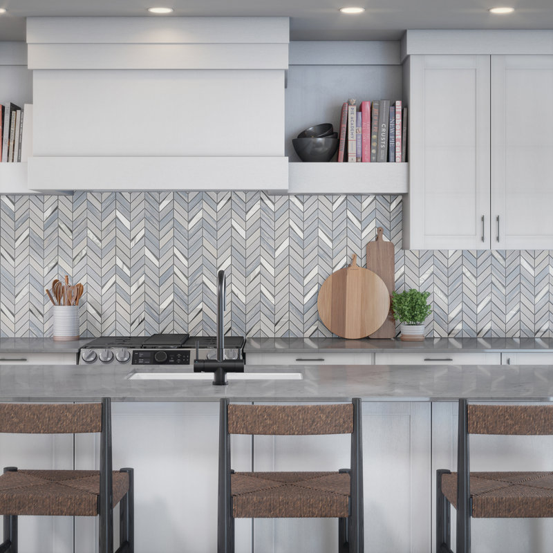 Carrelage mosaïque en verre à chevrons Itona (10 pièces par carton)