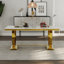 Ensemble de table de salle à manger luxueux et doré avec chaises en velours-2092906446-2092906447