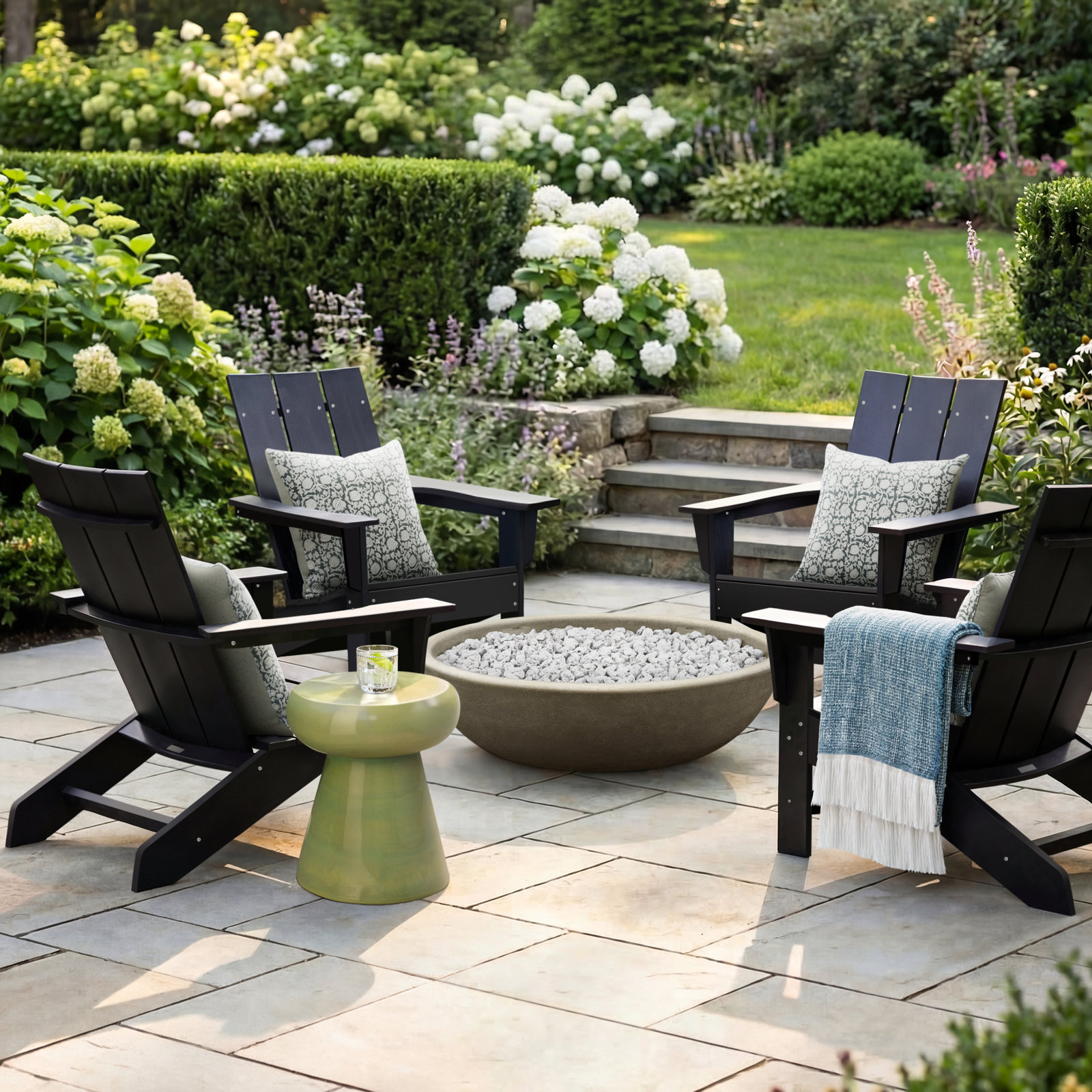 Ratcliff Outdoor Adirondack Set, Black