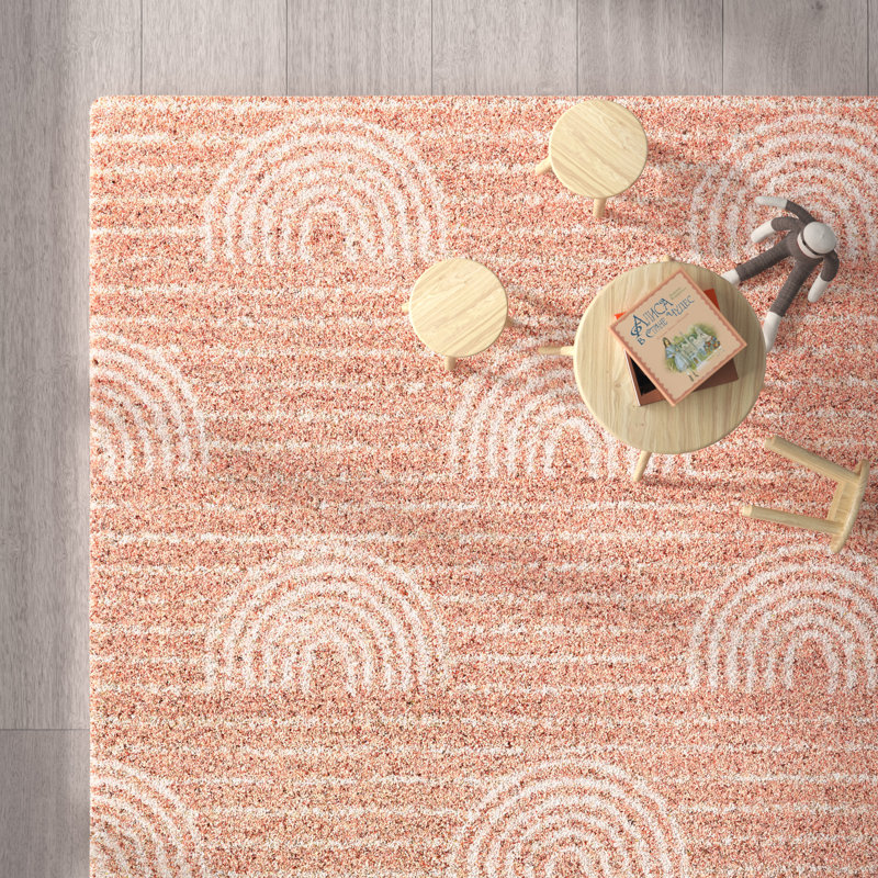 Alec Rainbow Shag Area Rug, Rectangle 5'3" x 7', Pink
