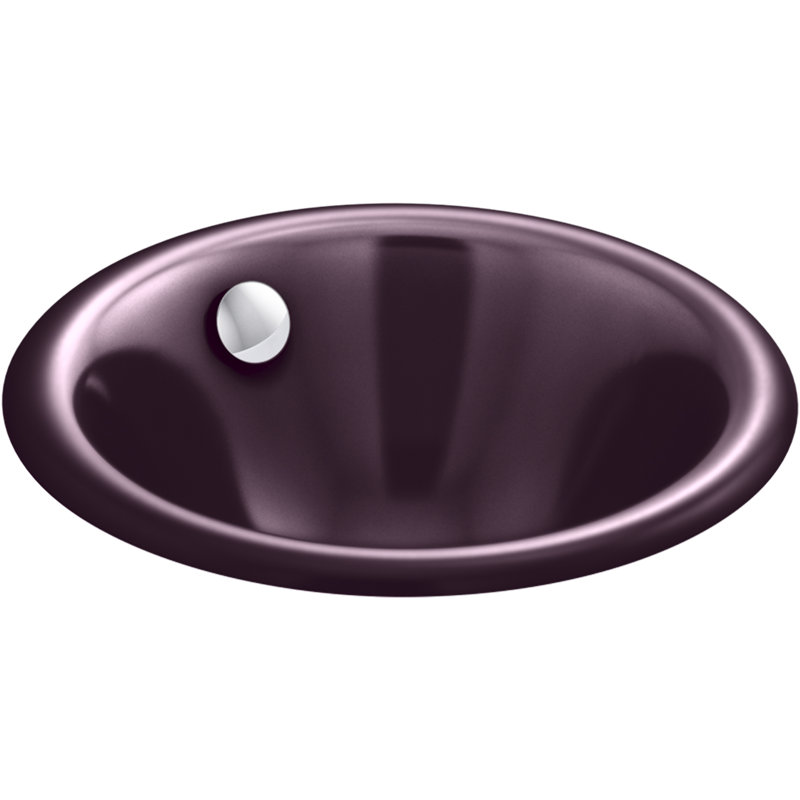 Lavabo circulaire Ã  double fixation en mÃ©tal Â« Iron Plains Â» avec trop-plein, Prune noire