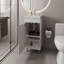 Ensemble de meuble-lavabo de salle de bain, 1 porte, 2 tablettes de rangement, blanc-198761241