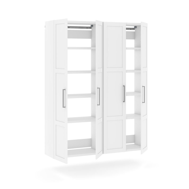 Garage Core 2 Shallow Cab W/Doors In White, 83.07"H x 67.72"W x 16.22"D