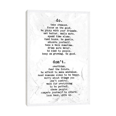 Do - Don't 1 Piece Wall Art on Canvas