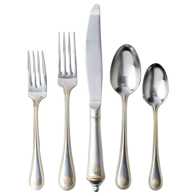 Berry & Thread 5-Piece Place Setting, Bright Satin/Gold