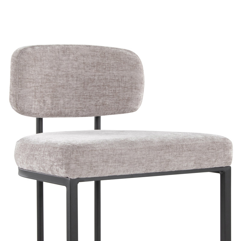 Erma Mid-Back 26" Fixed-Height Counter Stools (Set of 2), Light Gray Seat/Black Frame