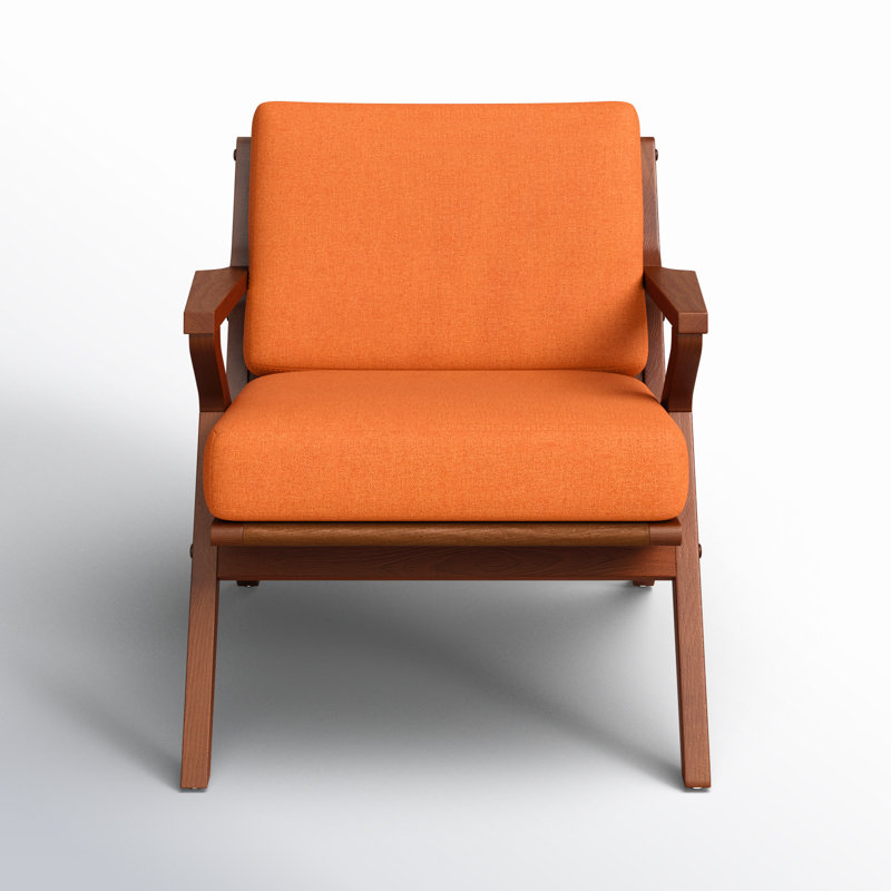 Azzareya 30.7'' Wide Tufted Armchair, Orange Cotton Twill