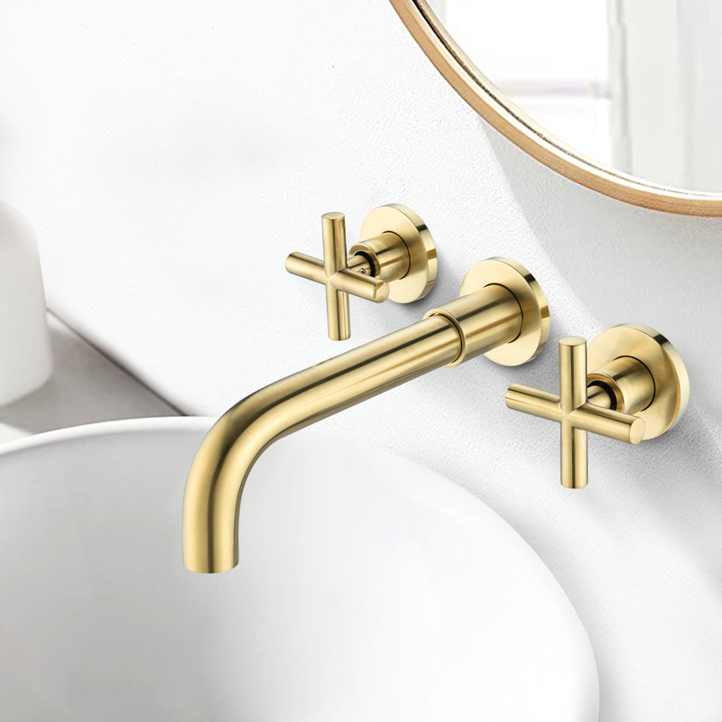 Bathroom Wall Mount Faucet In Gold Finish - Material, Smooth Water Flow, Attractive Design Rust And Corrosion , Flow Control, Stylish