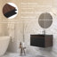 Meuble-lavabo mural moderne avec lavabo noir-338554065