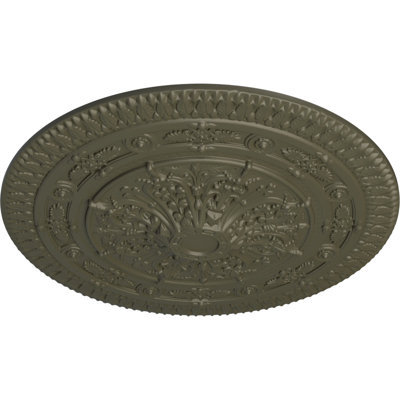Médaillon de plafond Endurathane Antilles, diamètre extérieur de 38 1/4 po x P 1 1/2 po (pour auvents jusqu'à 6 po), finition argentée chaude peinte à la main
