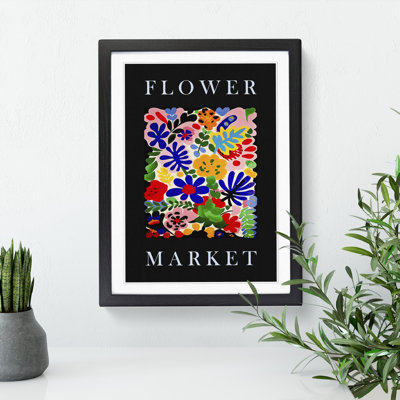 Black Collection Flower Market Exhibition No.1 - Single Picture Frame Print on Wood