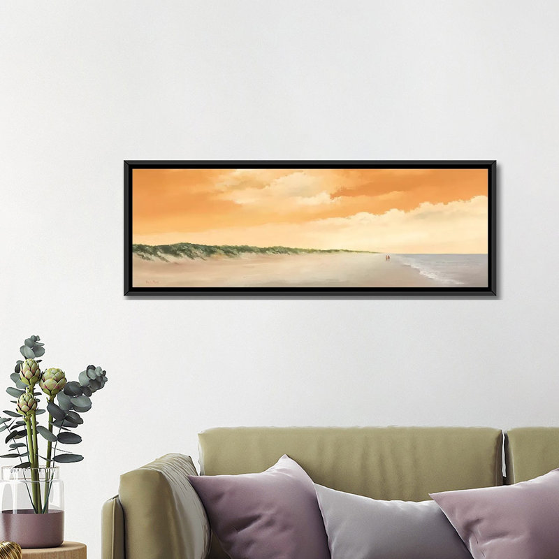 «Le long de la mer II», reproduction sur toile, H 12 po x l 36 po x P 1,5 po, Cadre noir