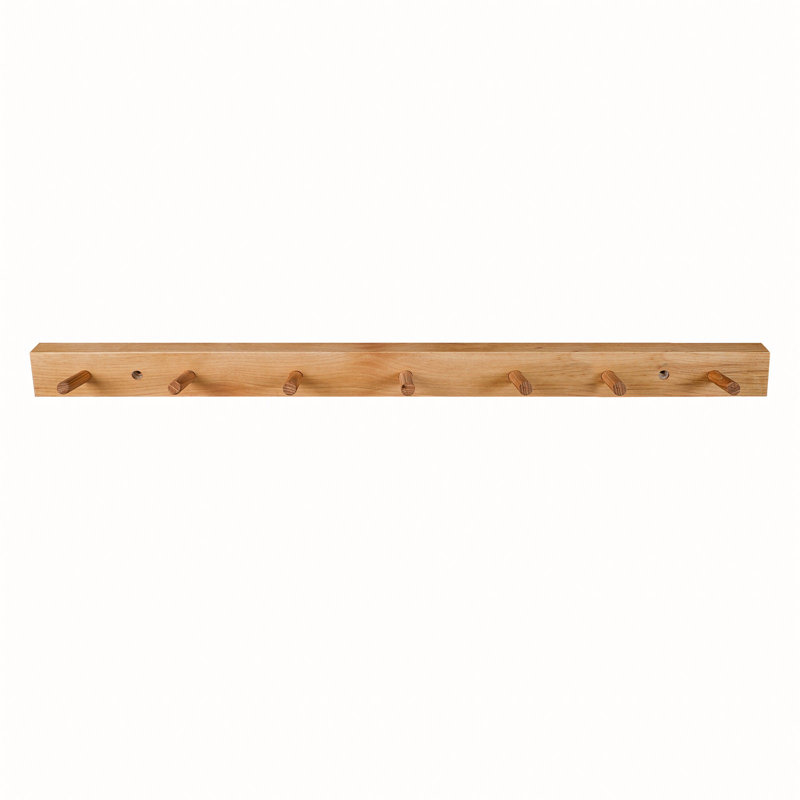 Wall Mounted Coat Rack, 2" H x 11.75" W x 0.75" D, Natural Hickory
