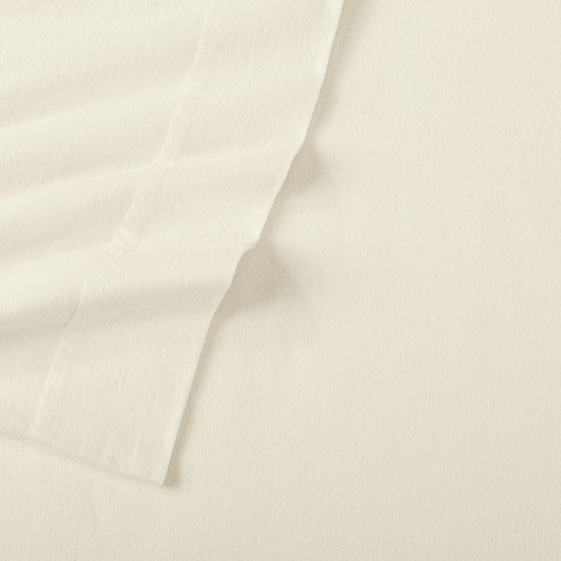 Chalet Flannel Sheet Set, King Sheet Set with Fitted Sheet and 2 Pillowcases, Ivory