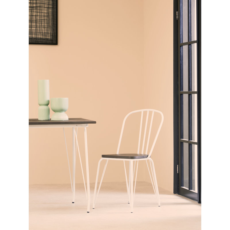 Latham 46cm H Slat Back Dining Chair, White/Dark Brown