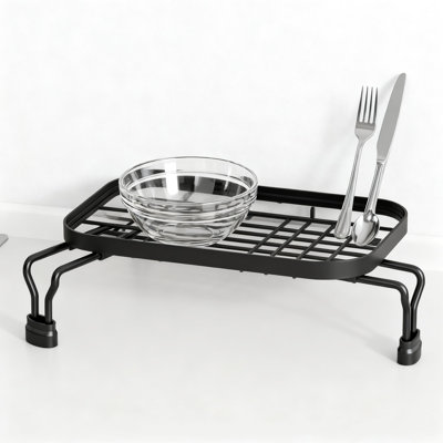 Over The Sink Dish Drying Rack With Adjustable Legs, Compact Countertop Dish Drainer With Multi-Placement Options, Rust-Resistant Metal Kitchen Organizer