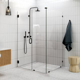 Illume 47 in. x 43.5 in. x 78 in. 90-degree Fully Frameless Wall Hinged Glass Shower Enclosure