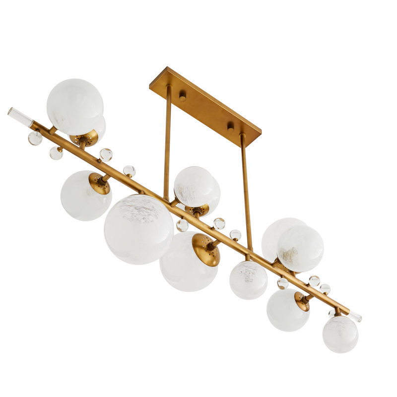 Troon Linear Chandelier, Antique Brass