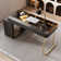 Mathian Swivel Computer Desk,Home office Desk,L-Shaped Executive Desk,Power Outlet, Glass Top