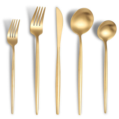 Ensemble de couverts 30 pièces en or rose mat pour 6, ensemble de couverts en acier inoxydable de qualité supérieure avec finition satinée, ensemble de cuillères à couteaux robustes, va au lave-vaisselle