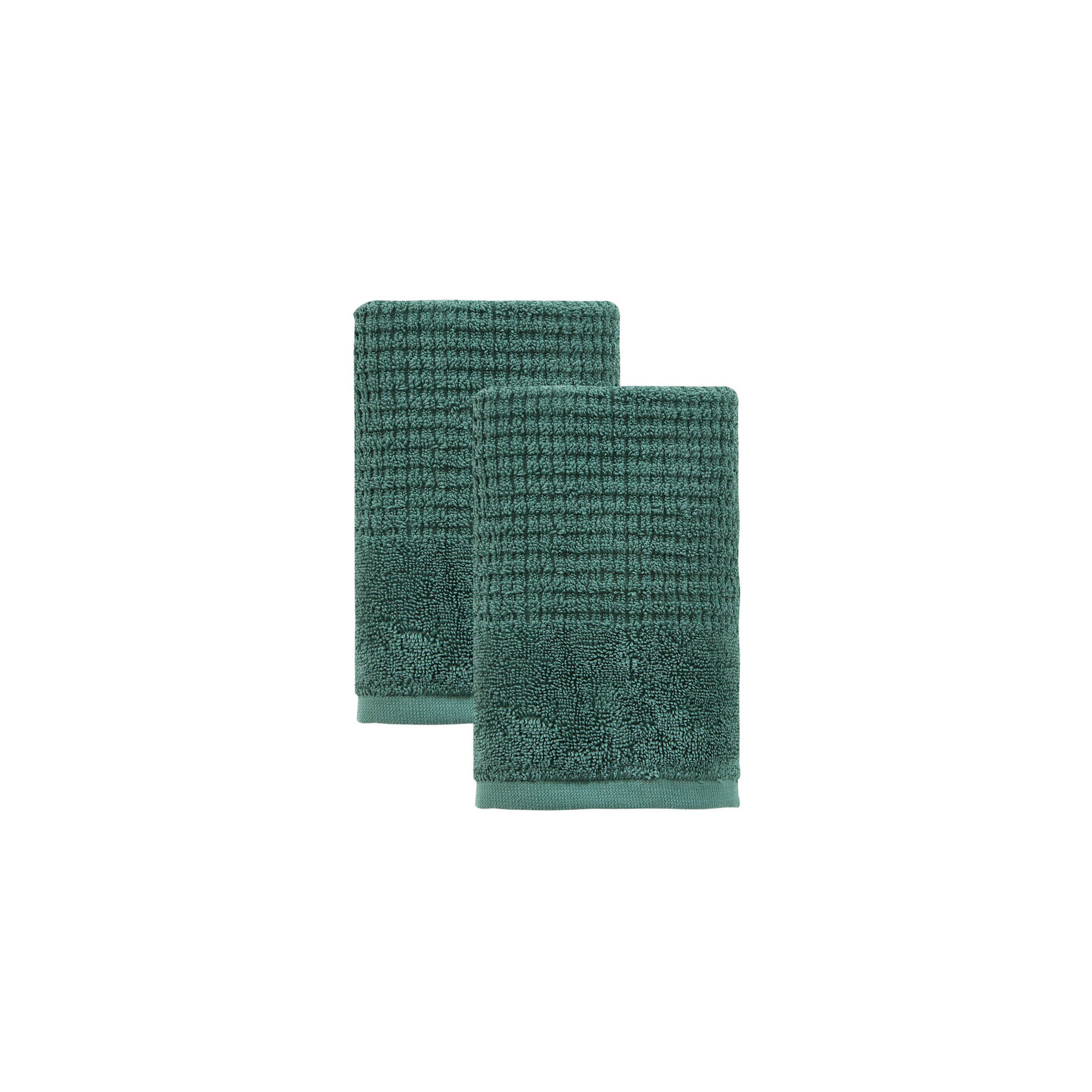 Earline 2 Piece Turkish Cotton Washcloth Towel Set, Green