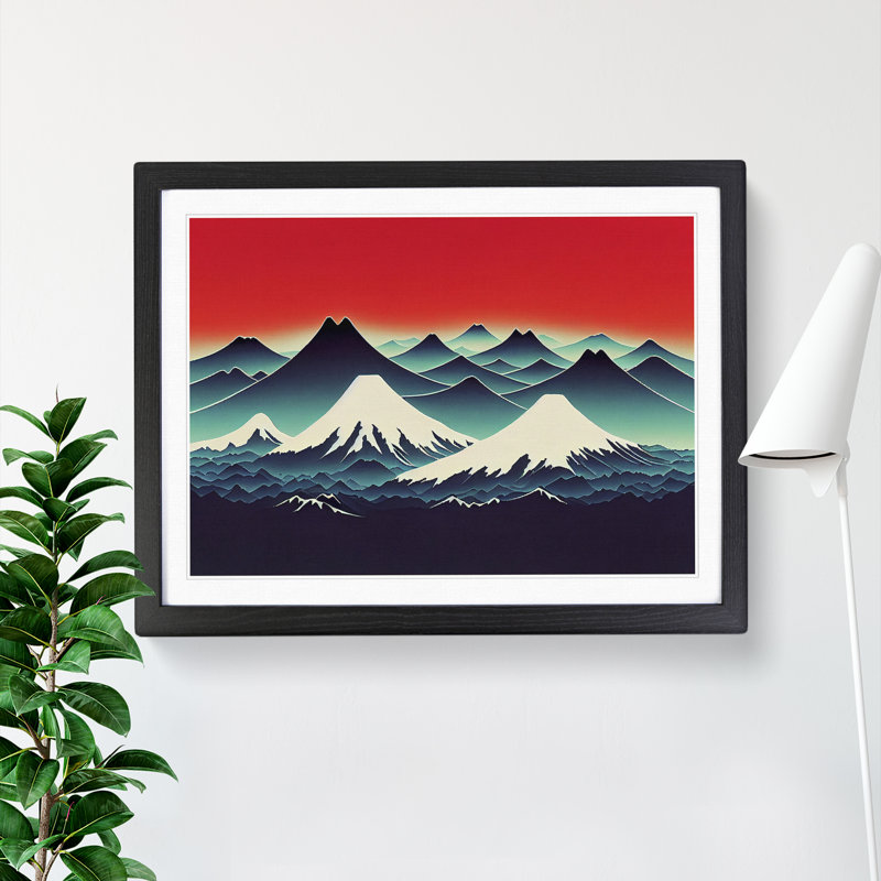 Overwhelming Japanese Mountains - Single Picture Frame Print, 46cm H x 64cm W x 2cm D, Black