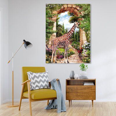 «Heavenly Garden Giraffe on Canvas» par Wynwood Studio, reproduction
