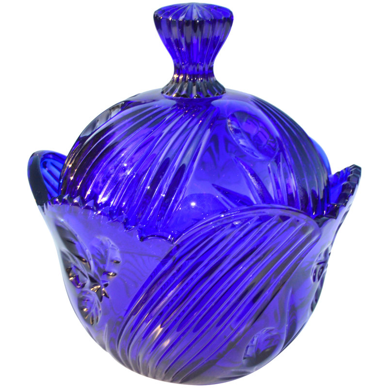 Bol décoratif en cristal bleu cobalt