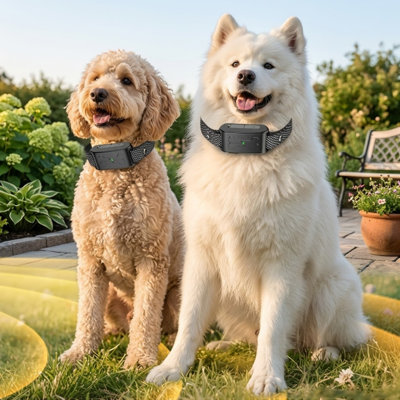 Barrière pour animaux portable sans fil avec fonction de dressage, télécommande pouvant fonctionner jusqu'à 3 800 pi, 3 modes de dressage, lampe de poche intégrée, entièrement étanche, 2 colliers inclus