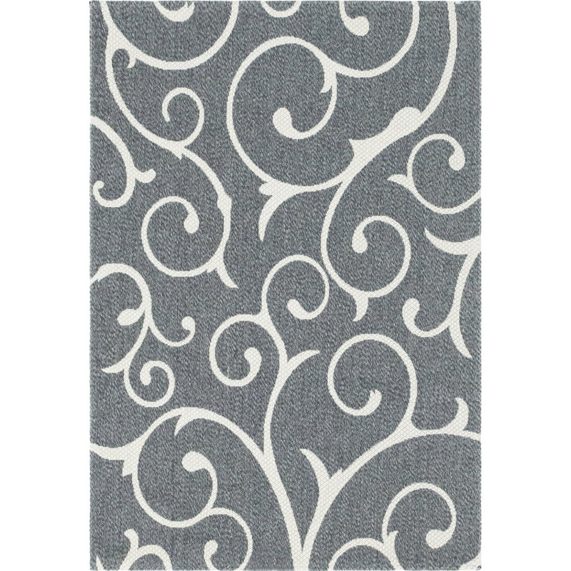 Omro Cotton Damask Indoor Rug, Rectangle 6'4" x 9'