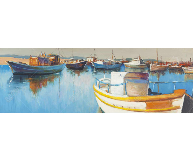 Bateaux de pêche à la marina - décor de toile de chambre à coucher