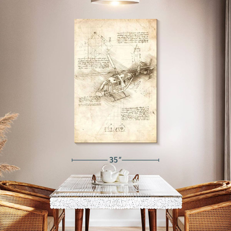 Mehar Helicopter Blueprint, 51" H x 34" W
