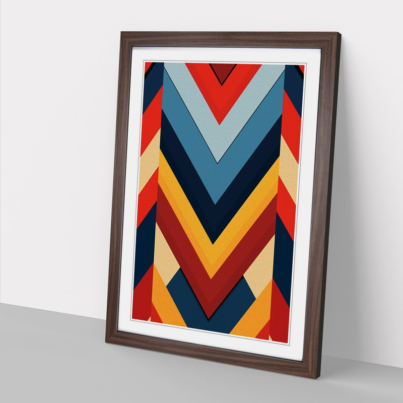 Chevrons Constructivism No.2 - Single Picture Frame Print on Wood, Walnut Framed, 34cm H x 25cm W x 2cm D