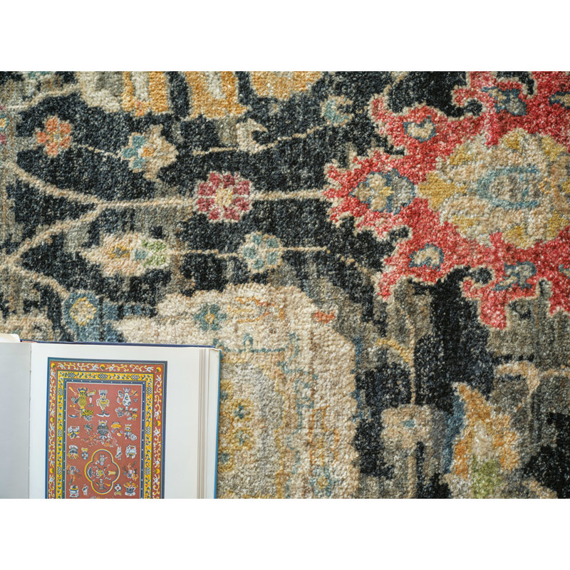 Oxford Hand-knotted Ghazni Wool, Black Area Rug, Rectangle 12' x 15'