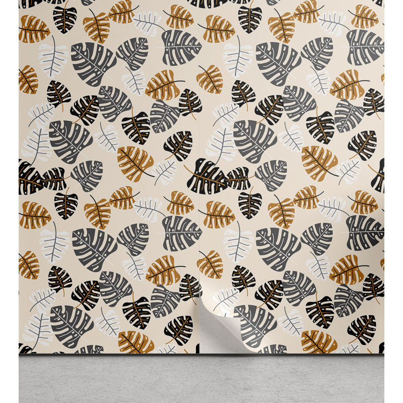 Panneau de papier peint adhésif Boxdale Silhouettes of Tropical Monstera, L 13 po x L 100 po