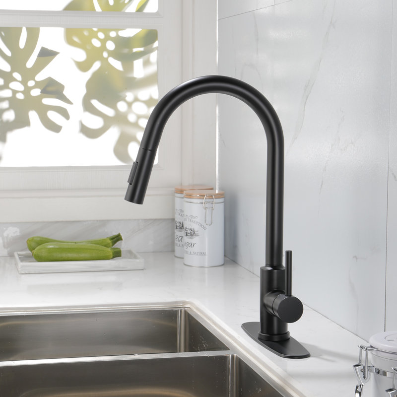 Robinet de cuisine avec douchette extractible, Noir mat